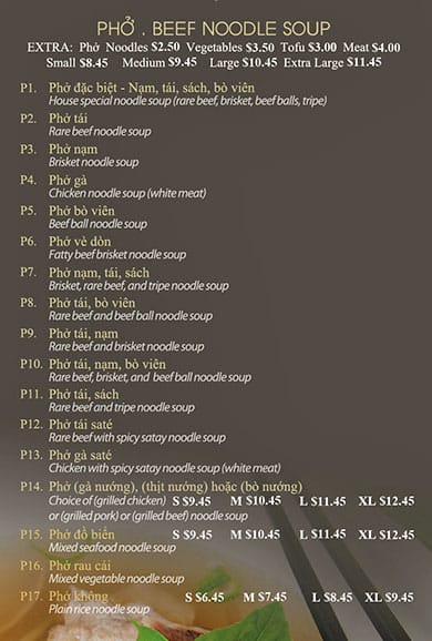 Menu of Pho Metro photo3