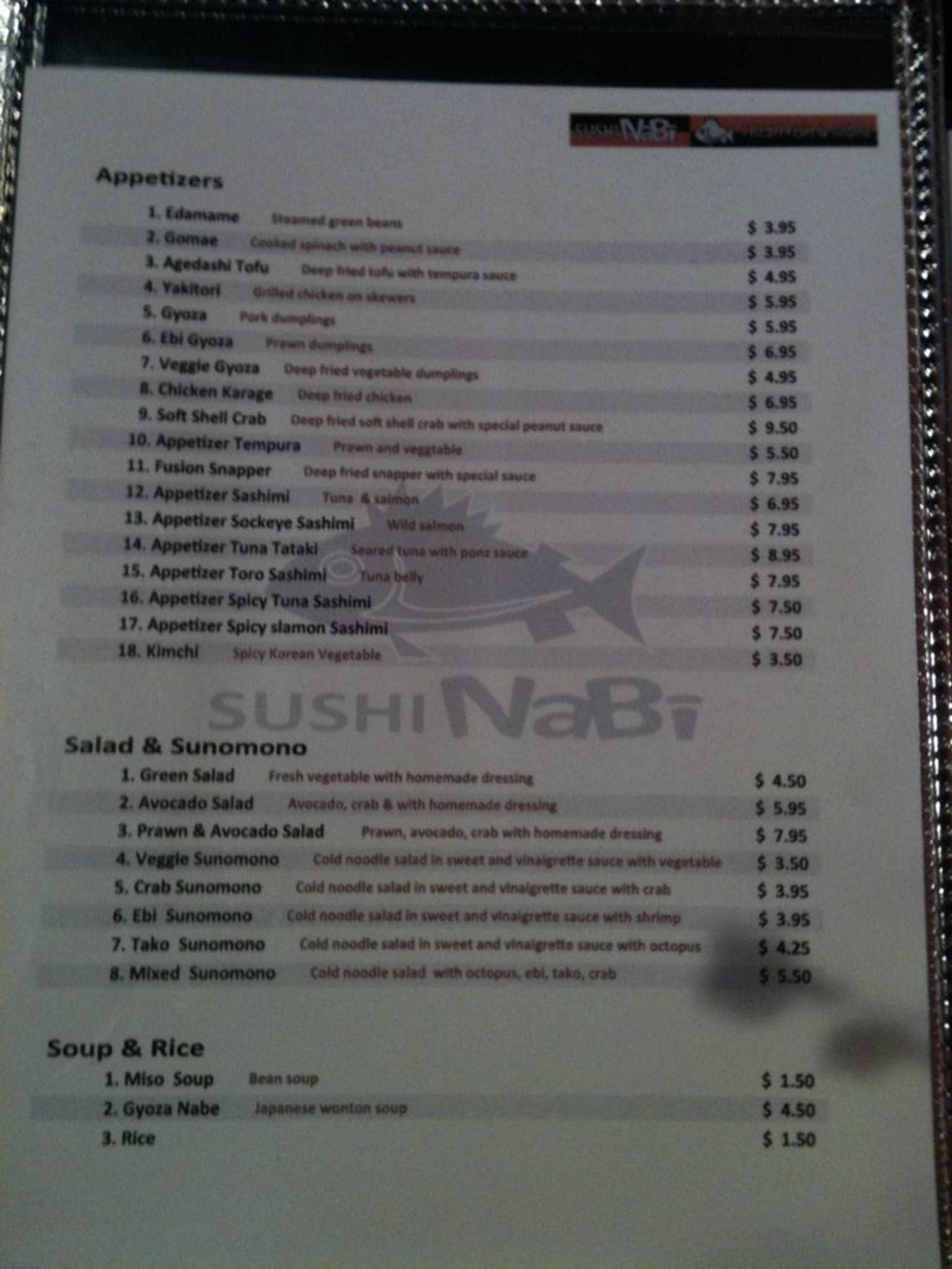 Menu of Sushi Nabi photo6