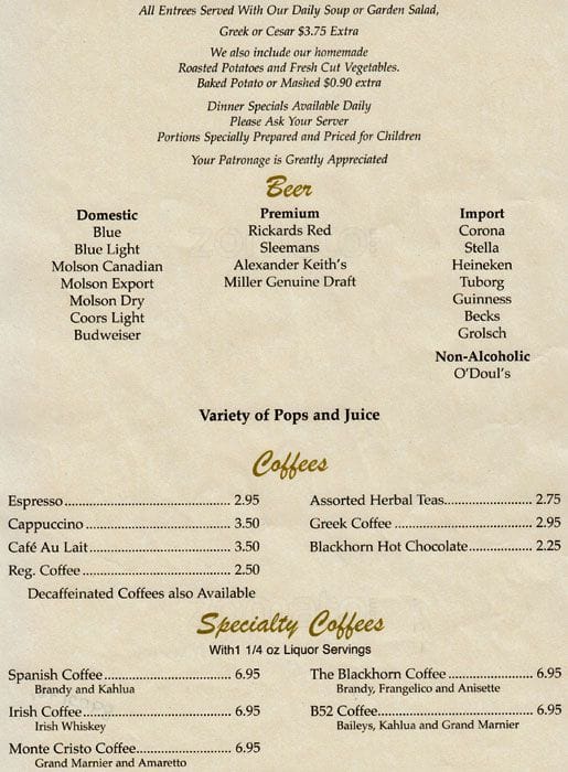 Menu of Blackhorn Steakhouse photo5