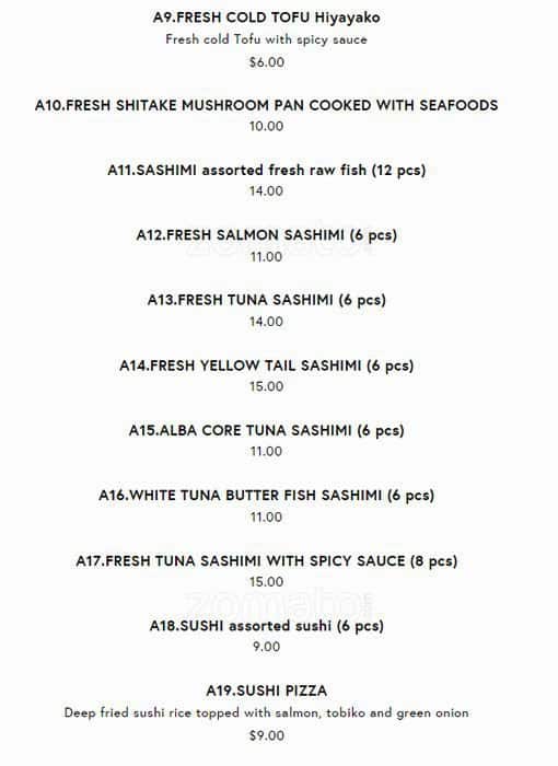 Menu of Yumei Sushi photo3