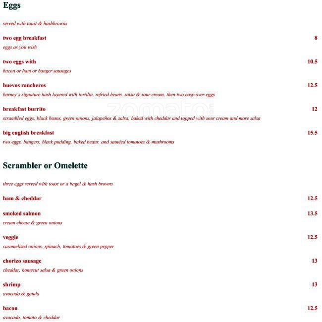 Menu of Caffe Barney photo2