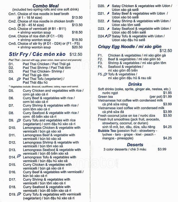 Menu of Pho Haven Vietnamese photo4