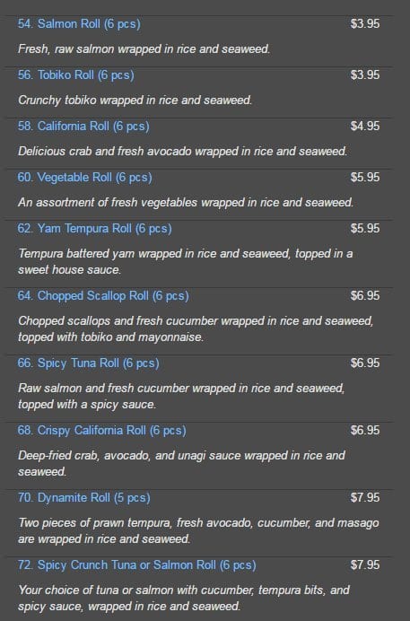 Menu of Sushi Kimu photo13