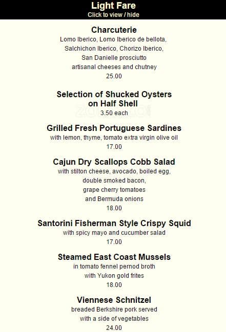 Menu of Olivers Of Oakville photo2