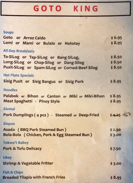 Menu of Goto King photo2