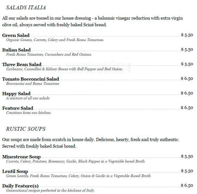 Menu of Sciue photo8