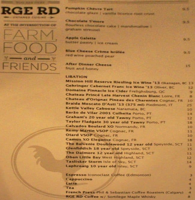 Menu of Rge Rd photo3