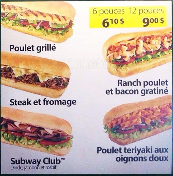 Menu of Subway photo5