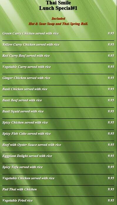 Menu of Thai Smile photo2