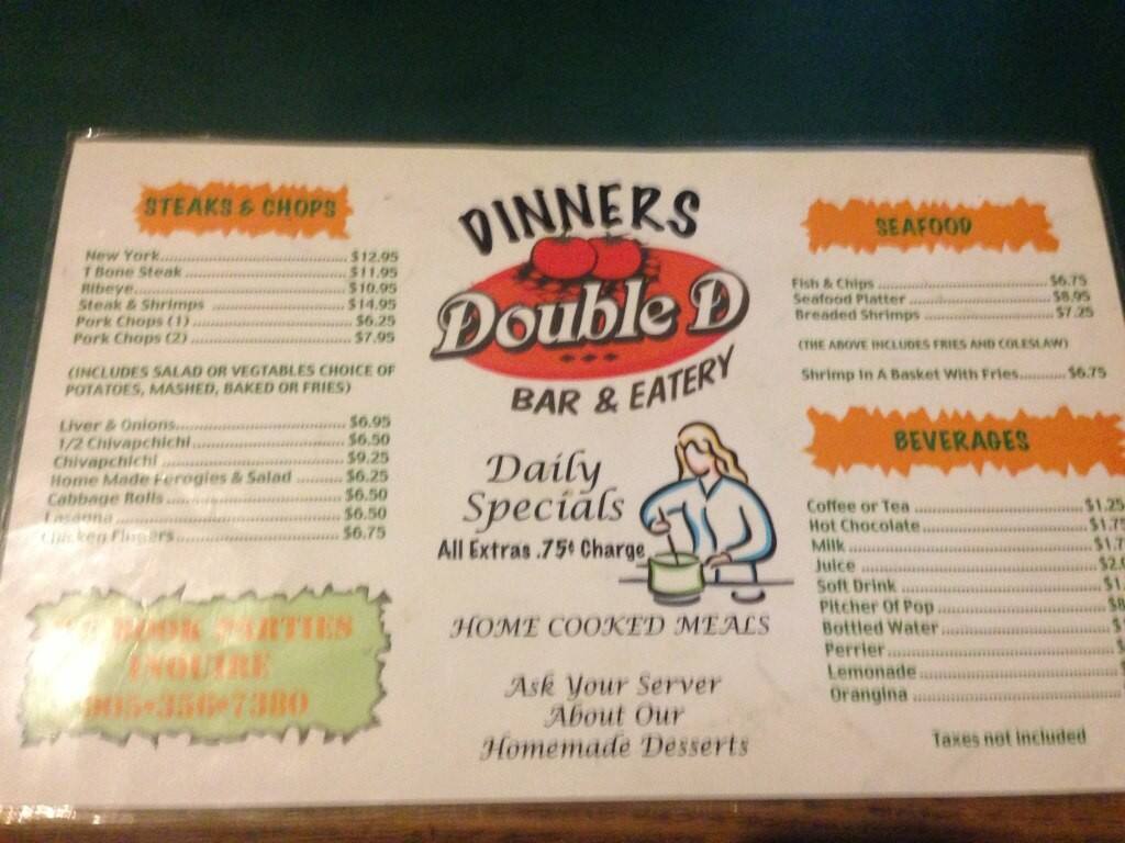 Menu of Double D Bar & Eatery photo3