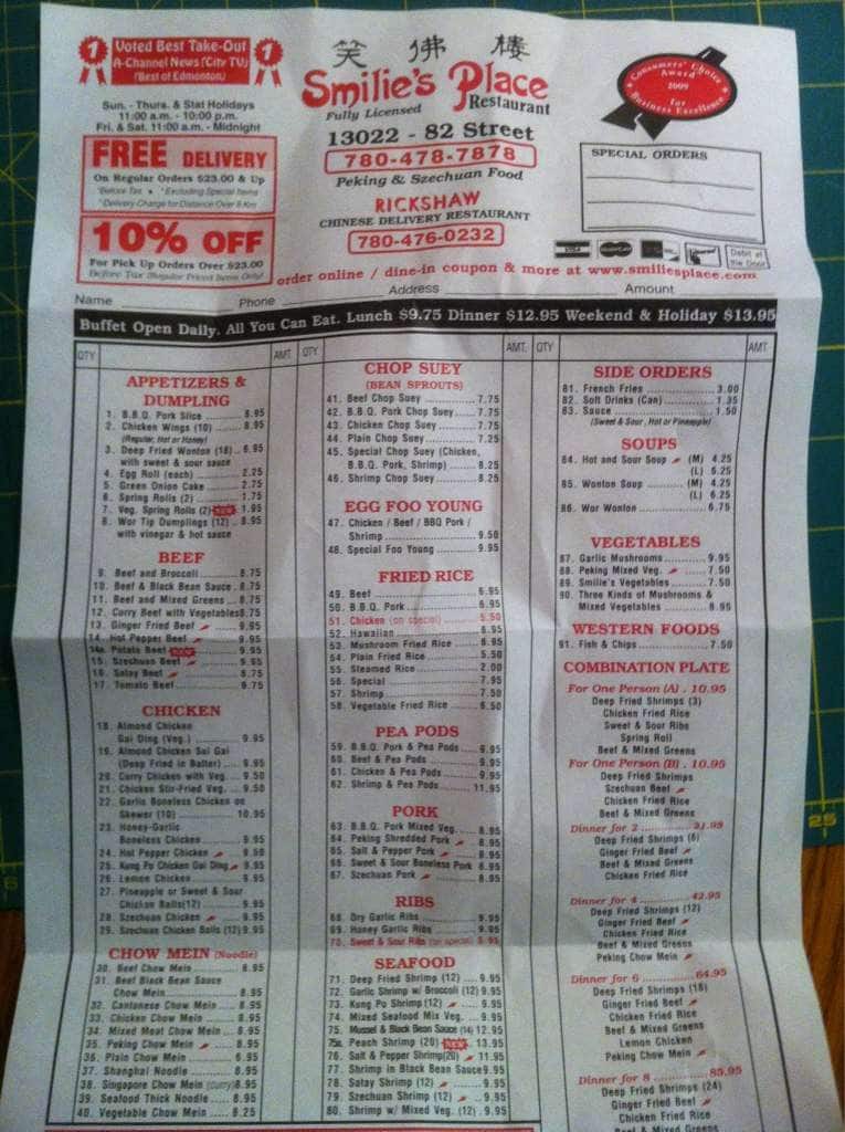 Menu of Smilie’s Place 82 St. photo2