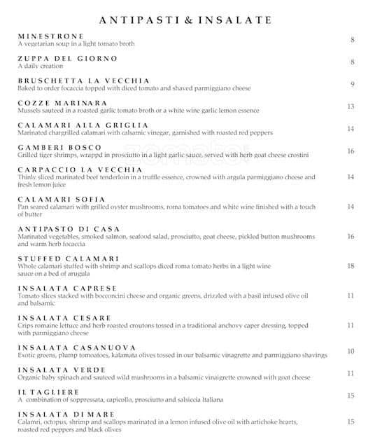 Menu of La Vecchia photo2