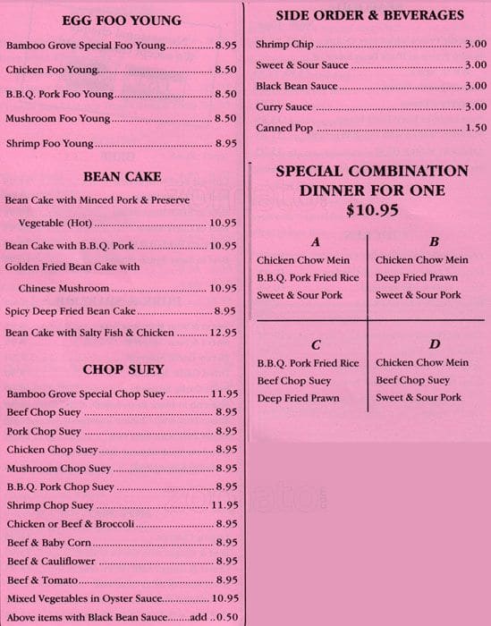 Menu of Bamboo Grove photo4