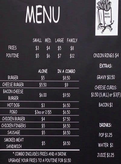 Menu of Pong’s Poutine photo2