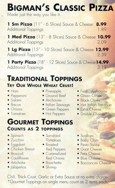 Menu of Bigman’s Family Dining photo8