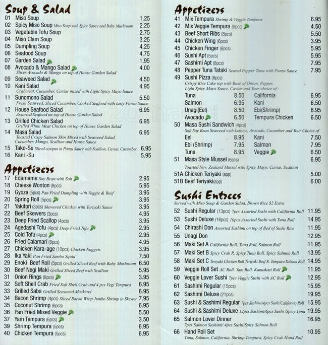 Menu of Masa Sushi photo2