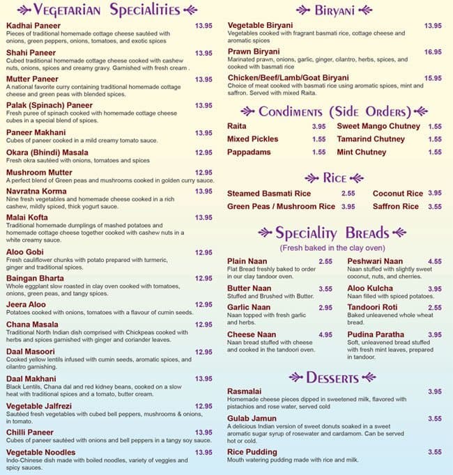 Menu of Lotus Fine Indian Cuisine photo4