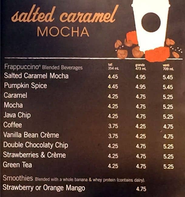 Menu of Starbucks photo5