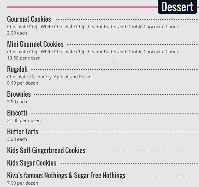 Menu of Kiva’s Restaurant & Bakery photo16
