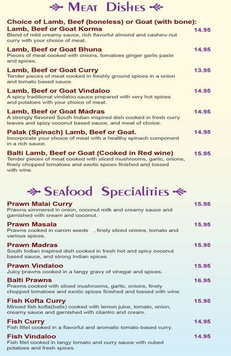 Menu of Lotus Fine Indian Cuisine photo3