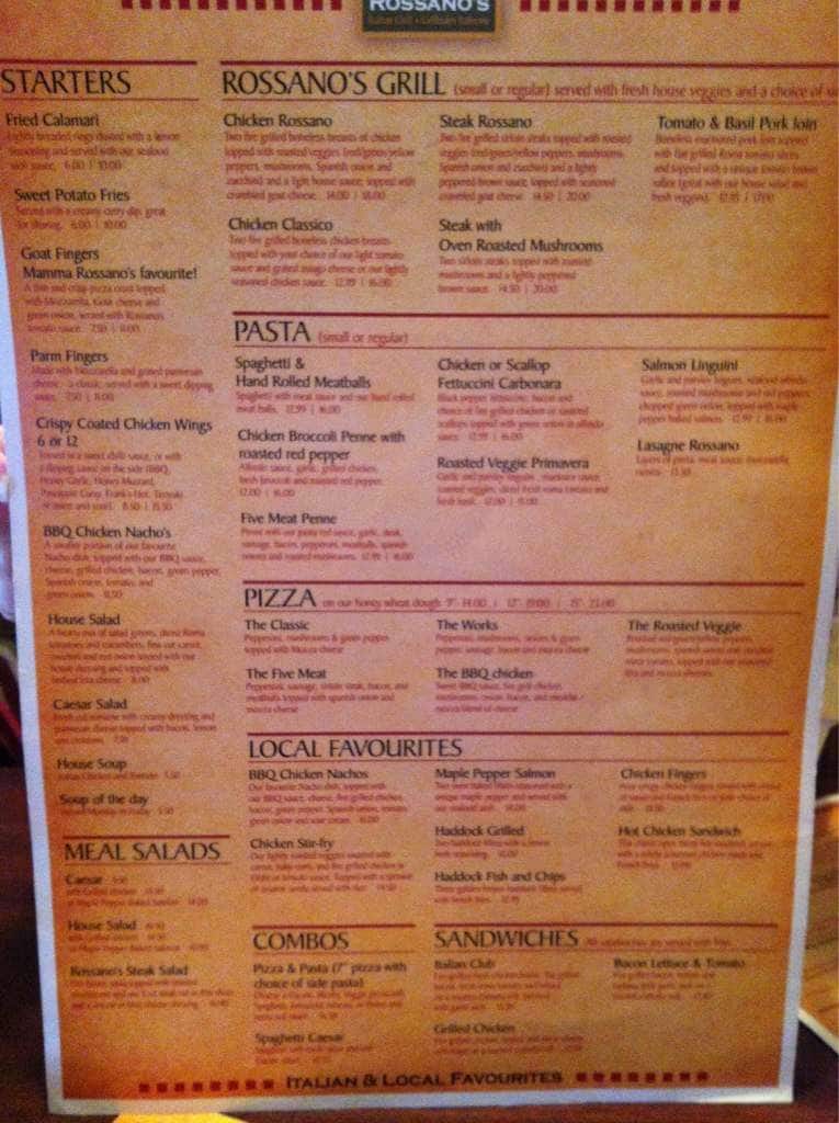 Menu of Rossano’s Italian Grill photo2