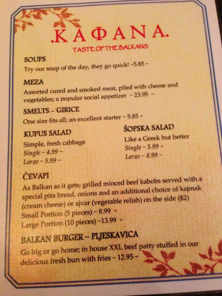 Menu of Kafana photo2