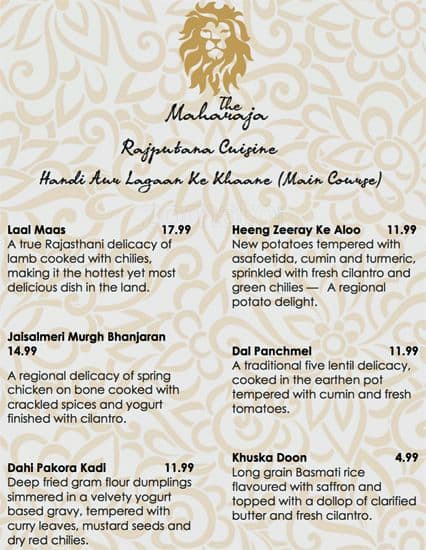 Menu of The Maharaja photo9