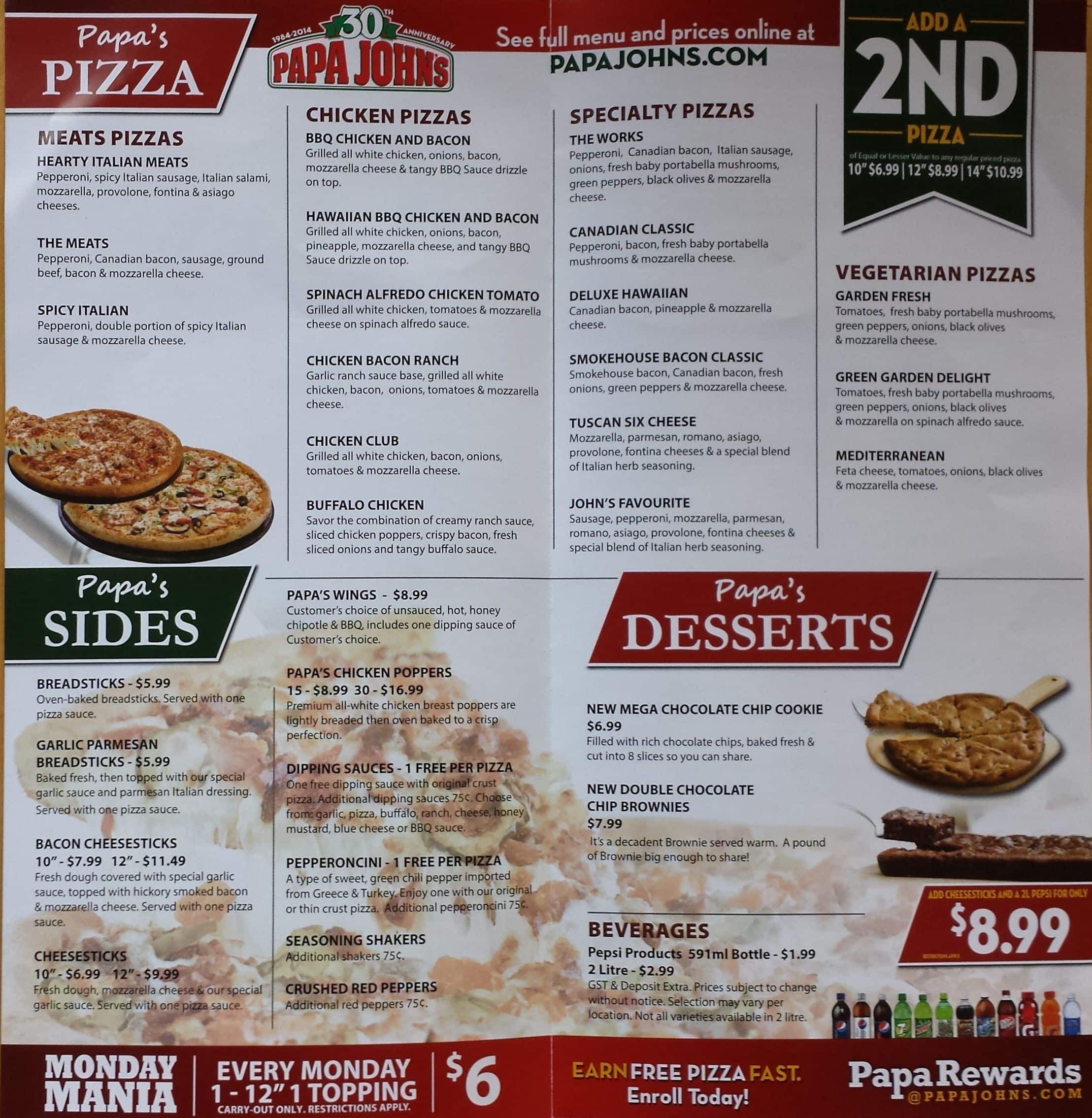 Menu of Papa John’s Pizza photo2