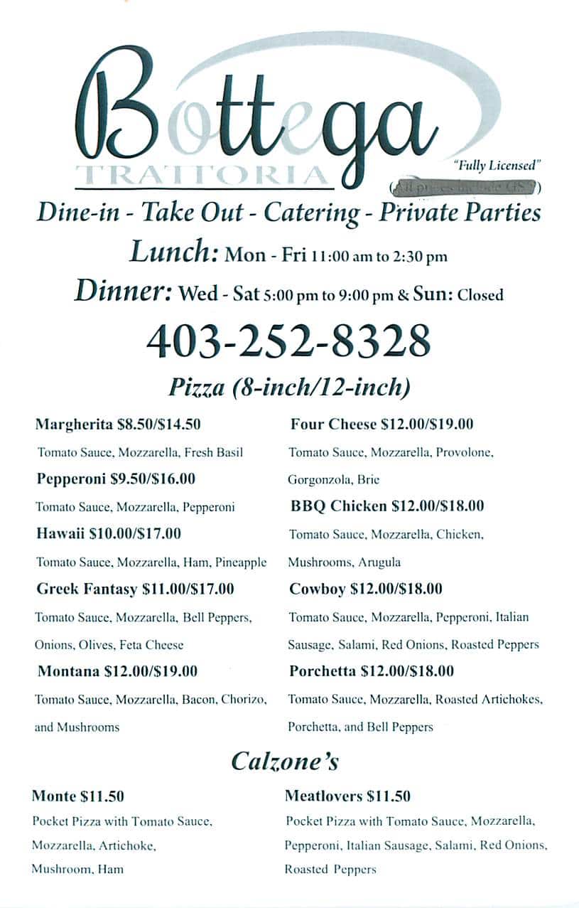Menu of Bottega Trattoria photo2