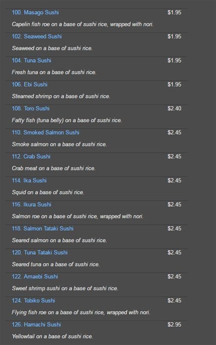 Menu of Sushi Kimu photo17