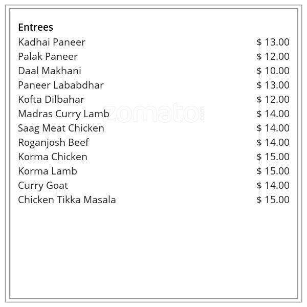 Menu of Shish Mahal photo5