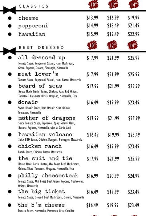 Menu of Bow Tie Pizza photo2