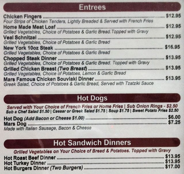 Menu of Mars Beach Diner photo8
