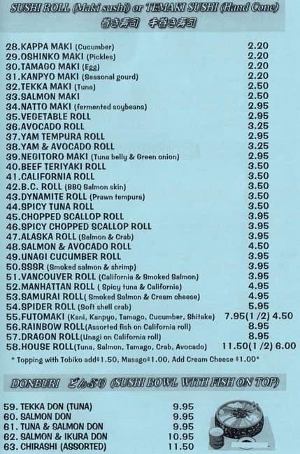 Menu of Samurai photo3