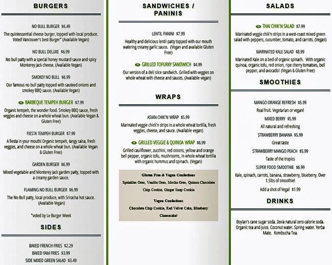 Menu of Tera V Burger photo2