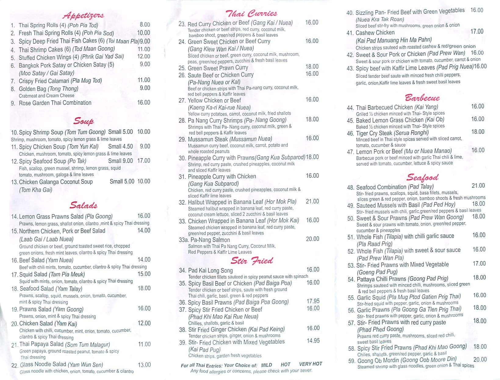 Menu of Rose Garden Thai photo3