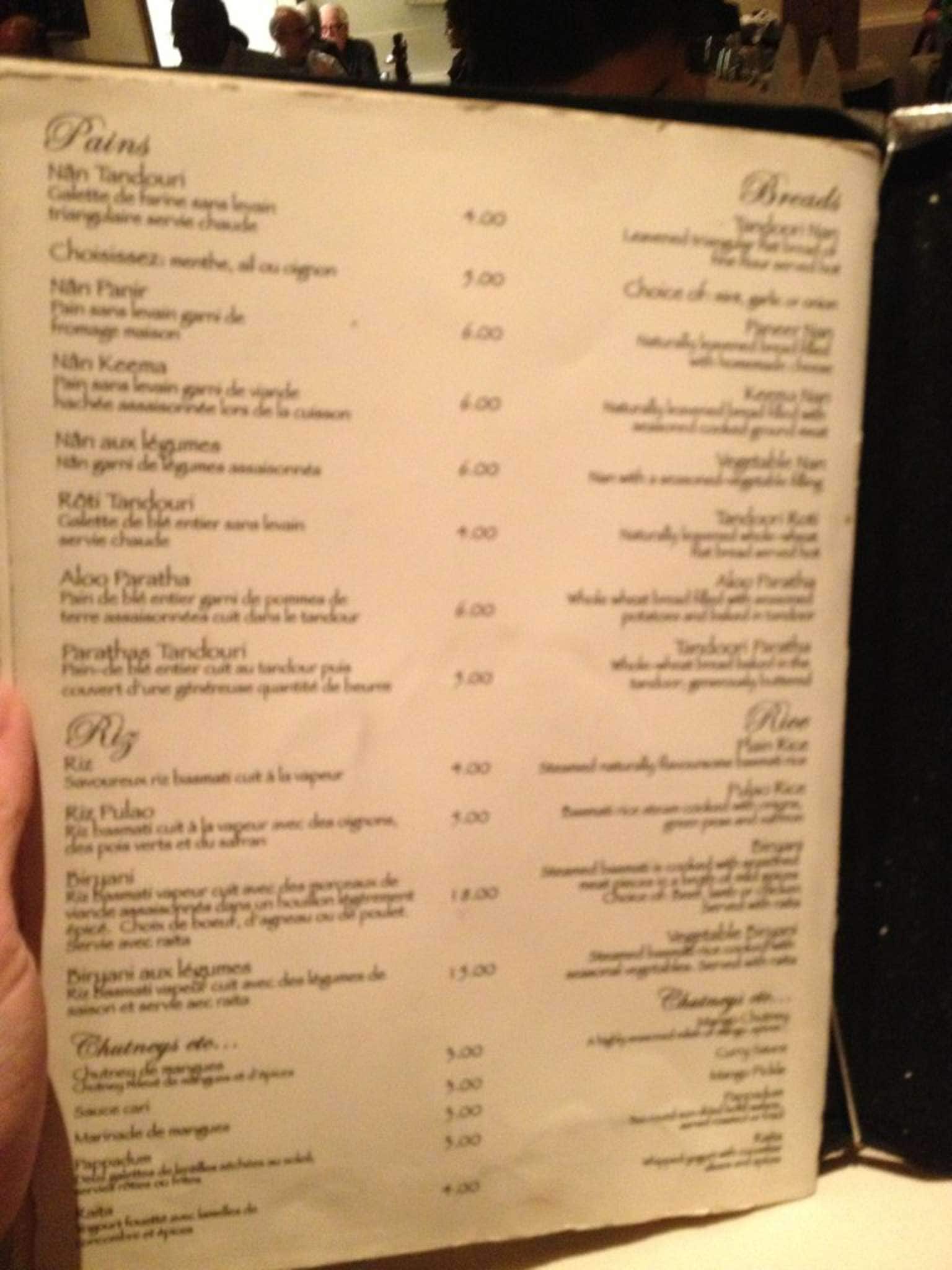 Menu of Le Taj photo4