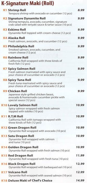 Menu of Sushi K Express photo4