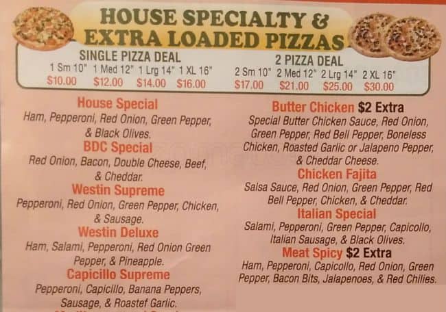 Menu of Westin Pizza photo2