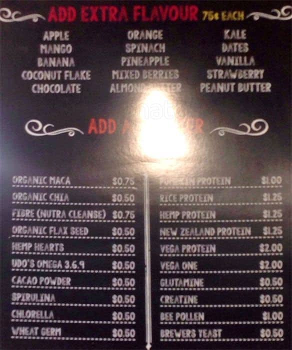 Menu of Victoria’s Health and Organic Bar photo2