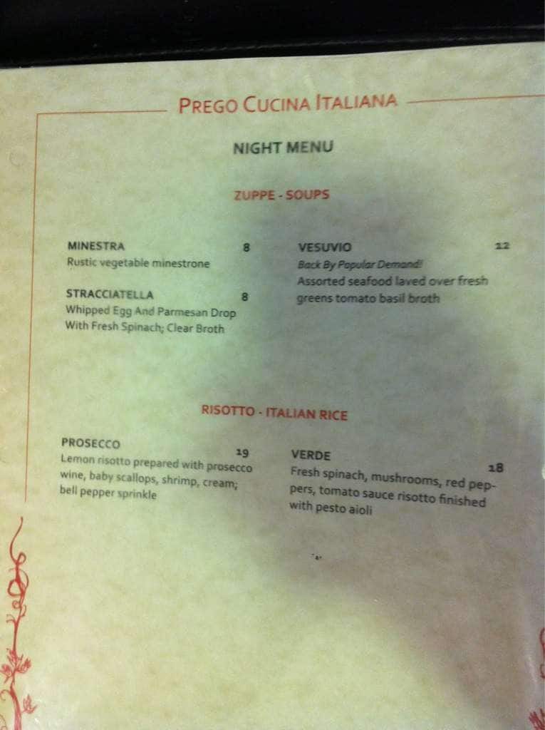 Menu of Prego Cucina Italiana photo4