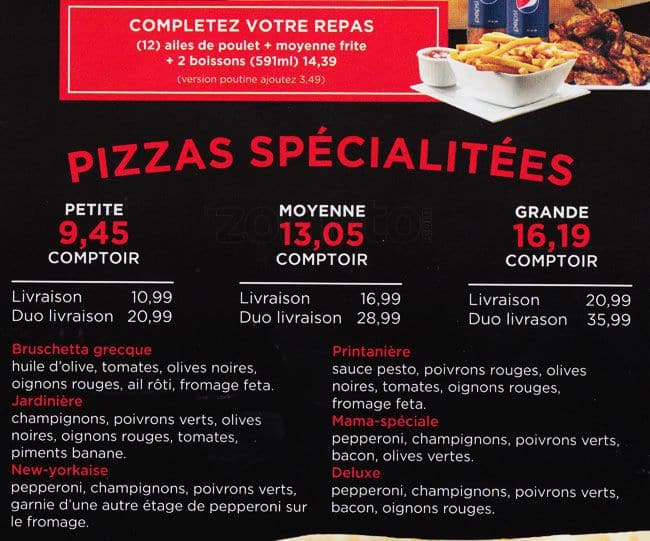 Menu of Pizza La Différence photo5