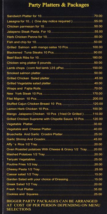 Menu of Affy’s Premium Grill photo3