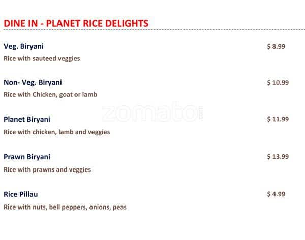 Menu of Planet India Restaurant photo6