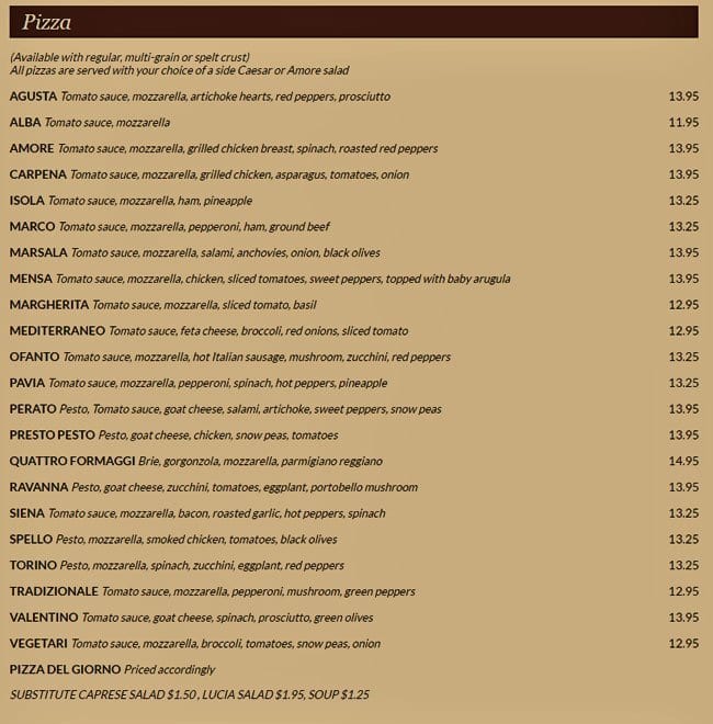 Menu of Amore Trattoria photo3