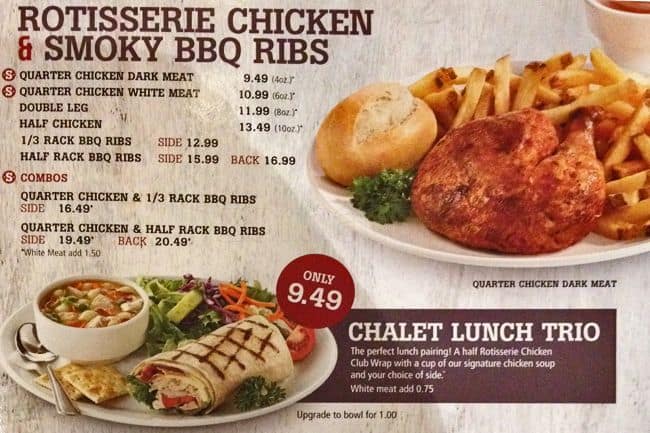 Menu of Swiss Chalet Express photo4