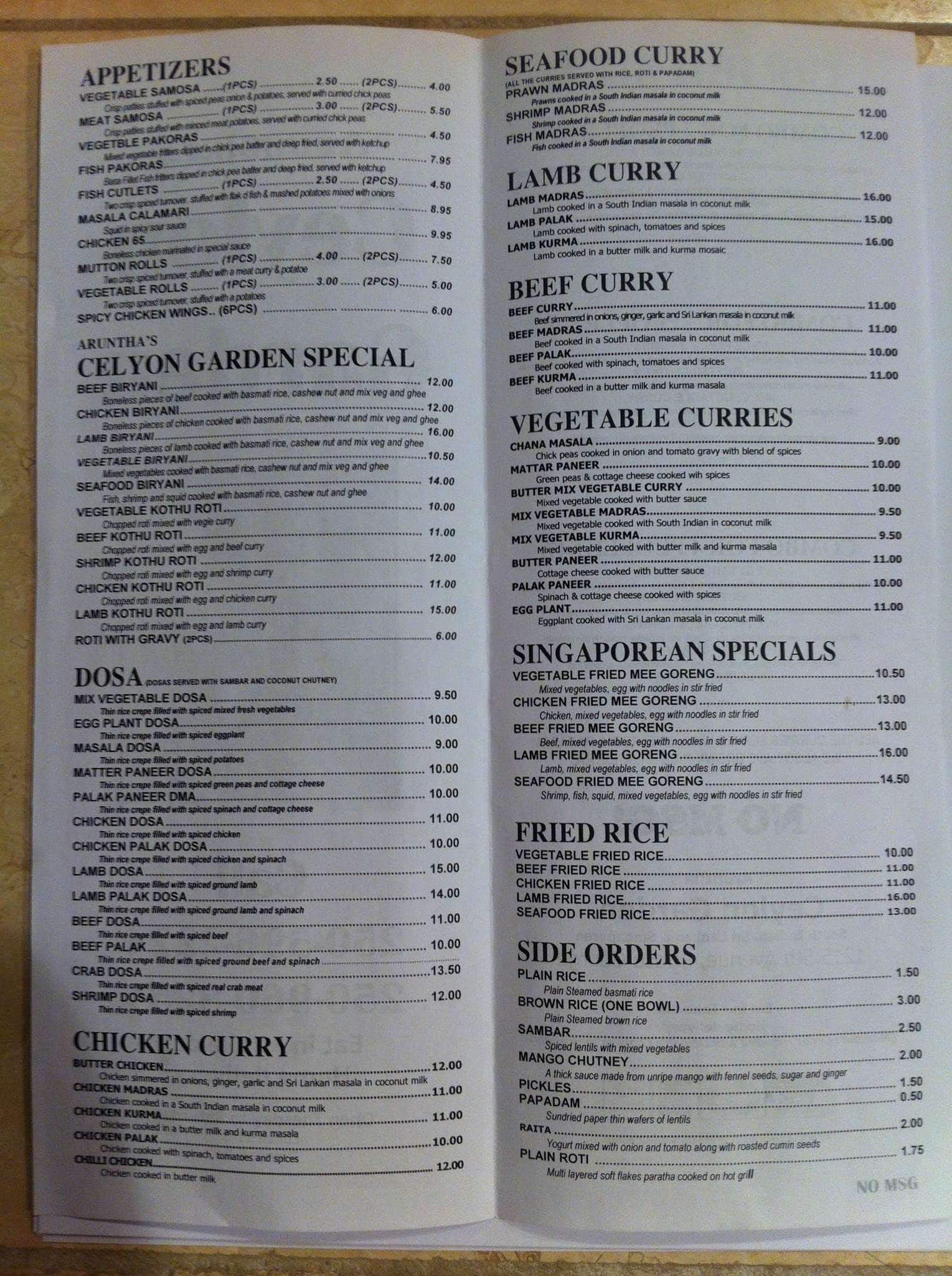 Menu of Aruntha’s Ceylon Garden photo10