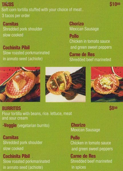 Menu of Rebozos photo3