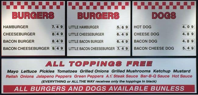 Menu of Five Guys photo2