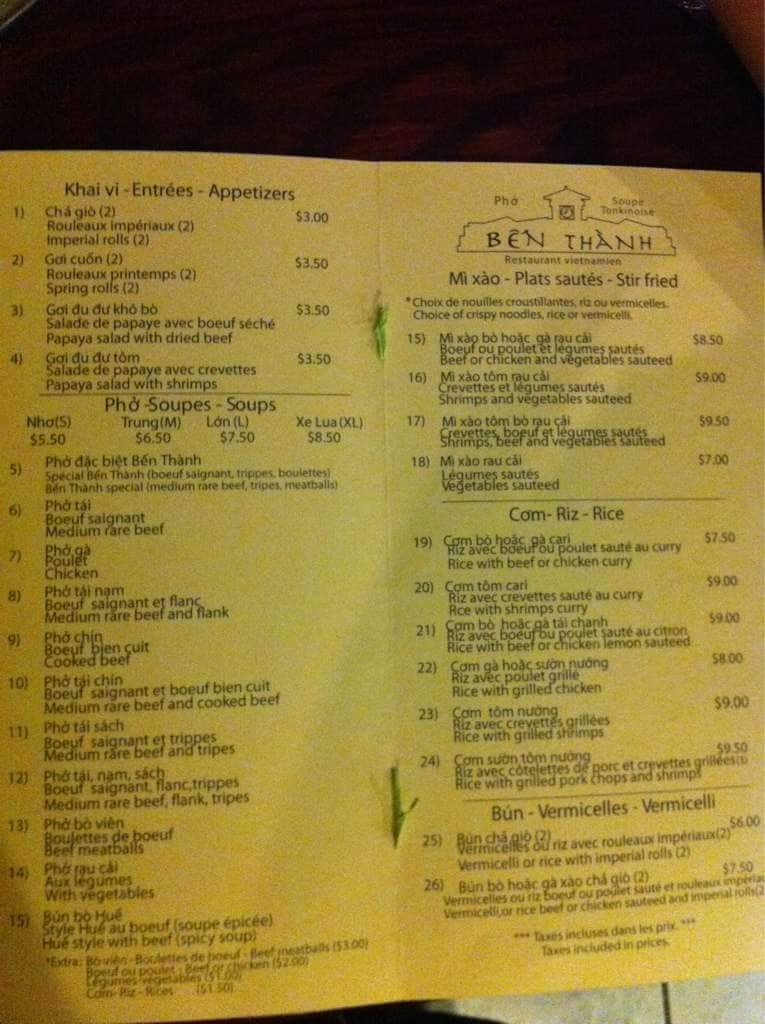 Menu of Ben Thanh photo2
